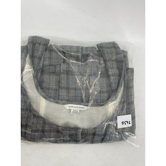 American Eagle Women's Gray Plaid Sleeveless Snap Front Dress Size Small - Picture 15 of 15